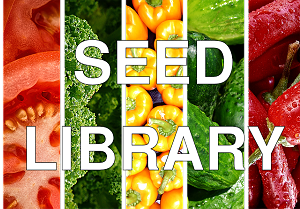 A variety of vegetables. The caption reads Seed Library